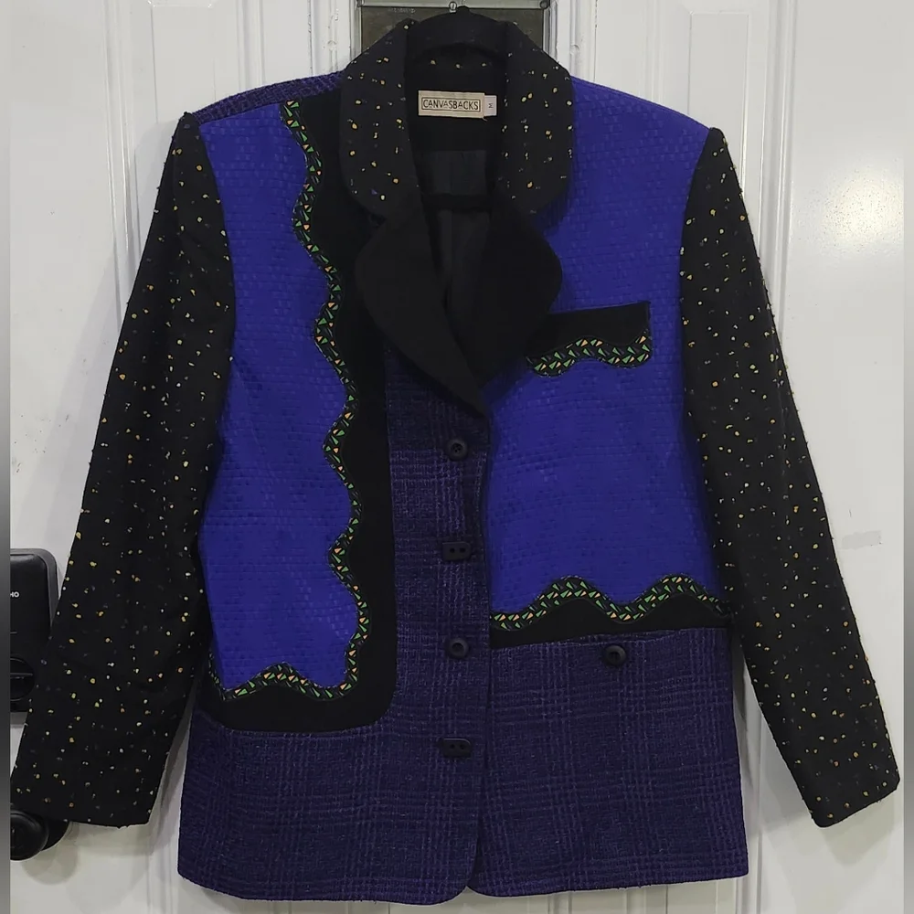 Canvasbacks 80s 90s Dark Colorful Abstract Blazer Women's Size Medium